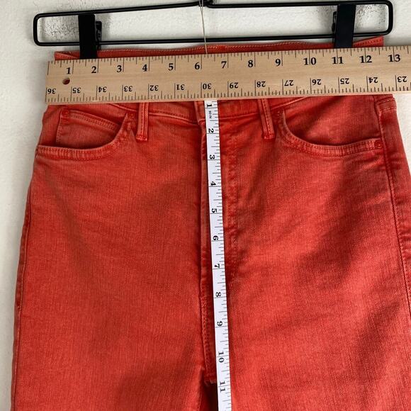 Mother Swooner Rascal Jeans Size 25 Red Ankle Fray High Straight USA Game Day - Picture 13 of 14
